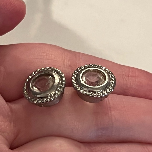 Silver Round Cz Stud Earrings - Picture 3 of 6